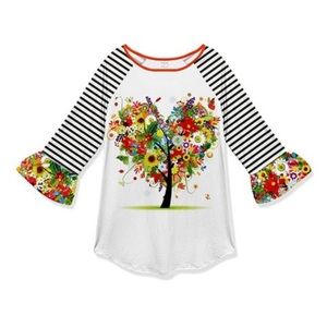 ‼️ SOLD ‼️ Heart Tree Ruffle-Sleeve Raglan Tunic